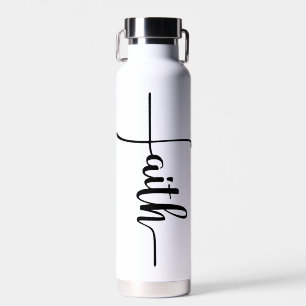 Chic Faith Script Cross Water Bottle