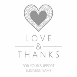 Chic Fake Grey Heart Lace Effect Thanks Supporting