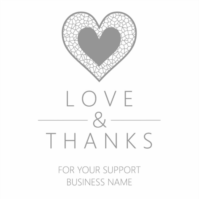 Chic Fake Grey Heart Lace Effect Thanks Supporting (Front)