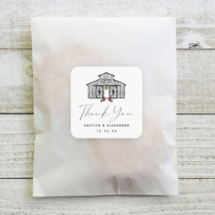 Chic Fall Barn Thank You Wedding Square Sticker