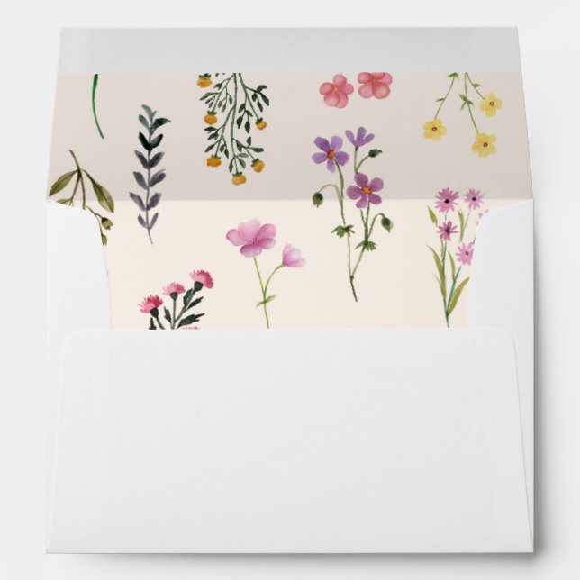 Chic Fall Colourful Watercolor Wildflower Floral Envelope (Back (Bottom))