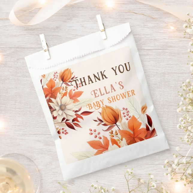 chic fall floral leaves baby shower  favour bags (Clipped)
