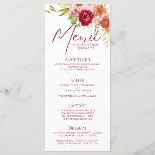 Chic Fall in Love Marsala Party Menu Template