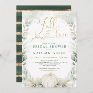 Chic Fall in Love Pumpkin Greenery Bridal Shower Invitation