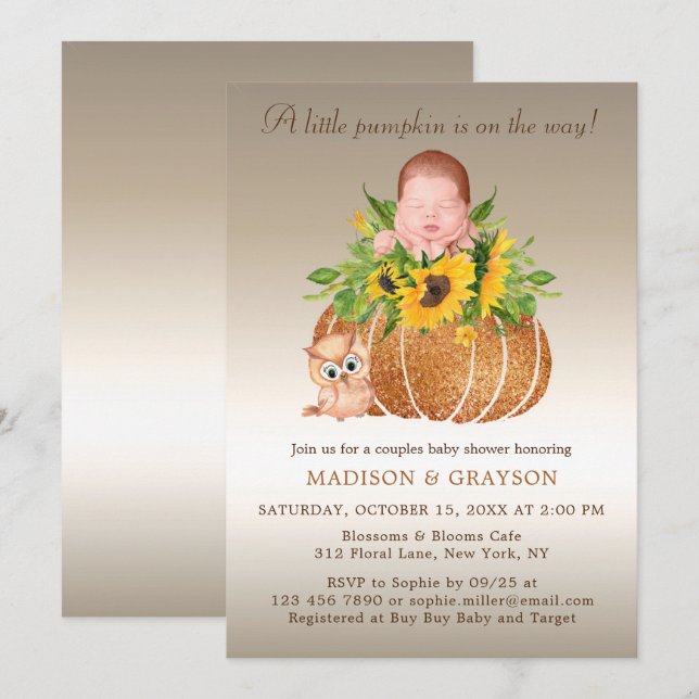 Chic Fall Sunflower Couples Baby Shower Invitation (Front/Back)
