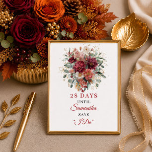 Chic fall terracotta boho bridal shower countdown poster