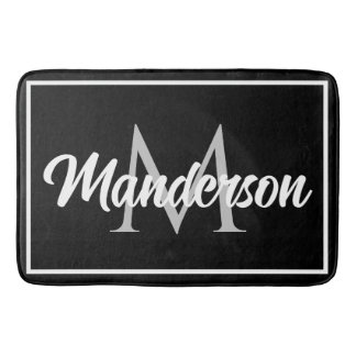 Chic Family Monogram Welcome Mat Black White Grey