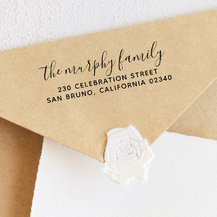 Chic Family Name & Simple Return Address Rubber Stamp