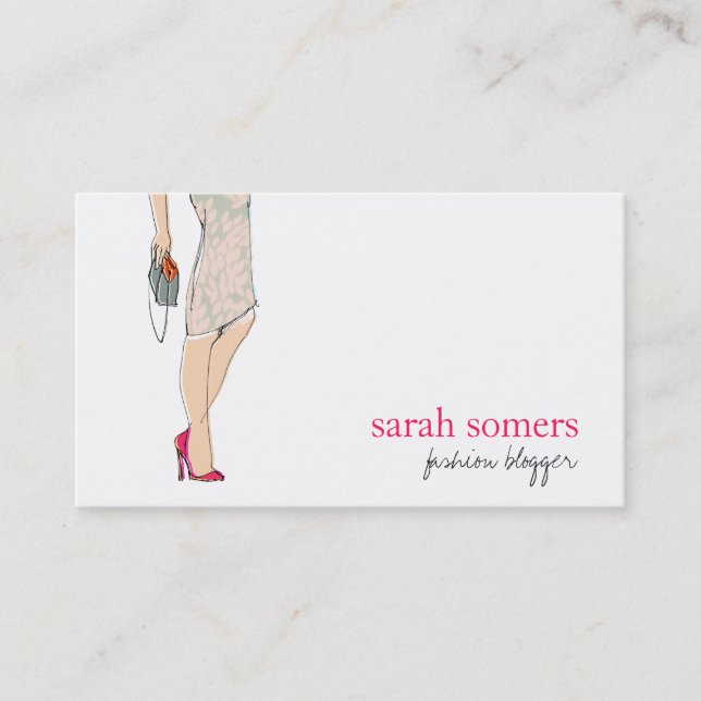 Chic Fashion Blogger Stylish Fashion Model Business Card (Front)