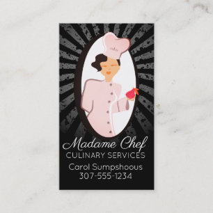 Chic fashion woman chef catering business card