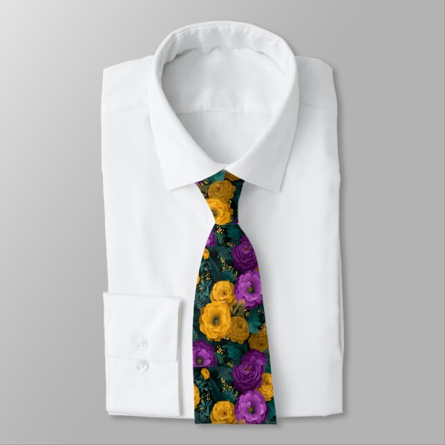 Chic Fathers Day Ranunculus Floral Tie (Tied)
