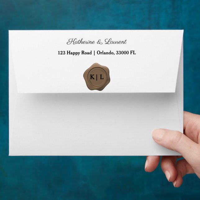 Chic Faux Bronze Wax Seal & Custom Initials Envelope (Hand)