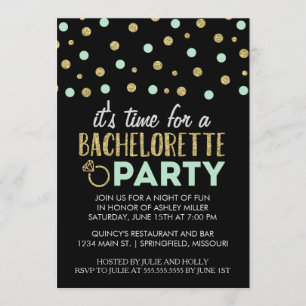 Chic Faux Glitter Bachelorette Party Invitations