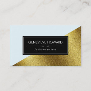 Chic Faux Gold and Blue Geometric Colour Block Business Card
