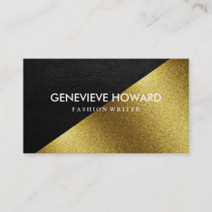 Chic Faux Gold and Leather Geometric Colour Block Business Card