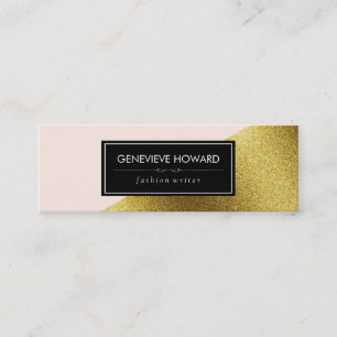 Chic Faux Gold and Pink Geometric Colour Block Mini Business Card