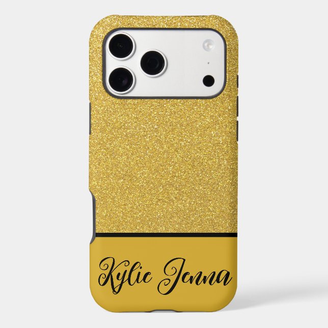 Chic Faux Gold & Black Minimal Custom Name Gift (Back)
