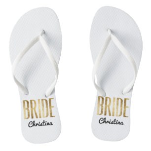 Chic Faux Gold Bride Wedding Bachelorette Flip Flops