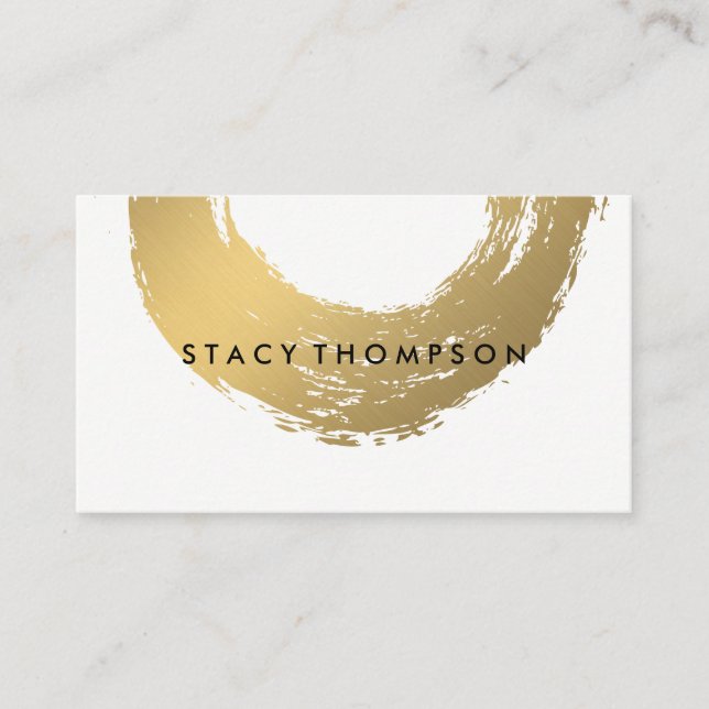 Chic Faux Gold Brushed Business Card (Front)