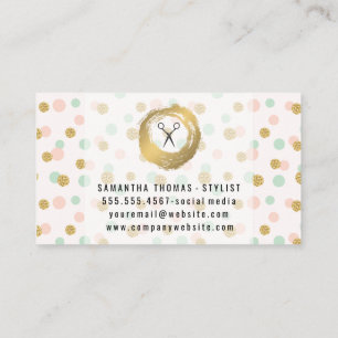 Chic Faux Gold Brushed   Glitter Polka Dots Business Card