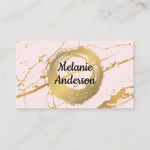 Chic Faux Gold Brushed   Gold Marble Business Card