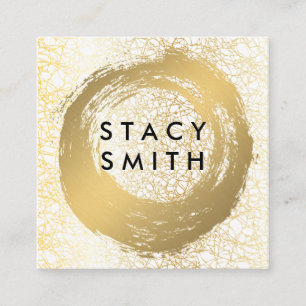 Chic Faux Gold Brushed   Gold Texture Square Business Card