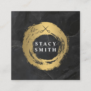 Chic Faux Gold Brushed   Marble Lux Square Business Card