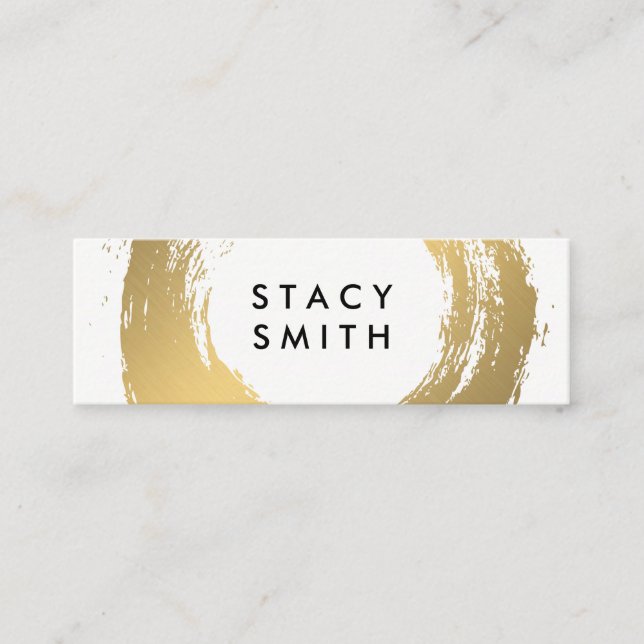 Chic Faux Gold Brushed Mini Business Card (Front)