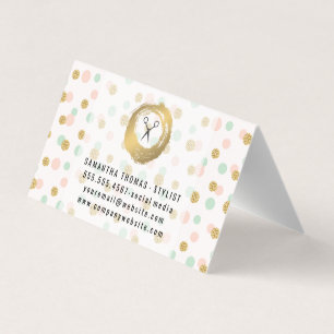 Chic Faux Gold Brushed   Polka Dots Glitter Business Card