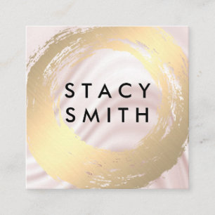Chic Faux Gold Brushed Silk Drapery Square Business Card