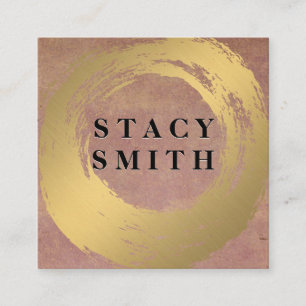 Chic Faux Gold Brushed   Textured Background Square Business Card