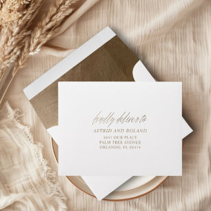 Chic Faux Gold Calligraphy Wedding RSVP Envelope