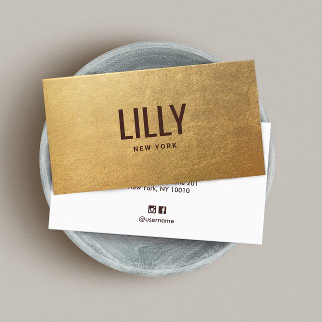 Chic Faux Gold Foil Bold Modern Typography Business Card (Creator Uploaded)