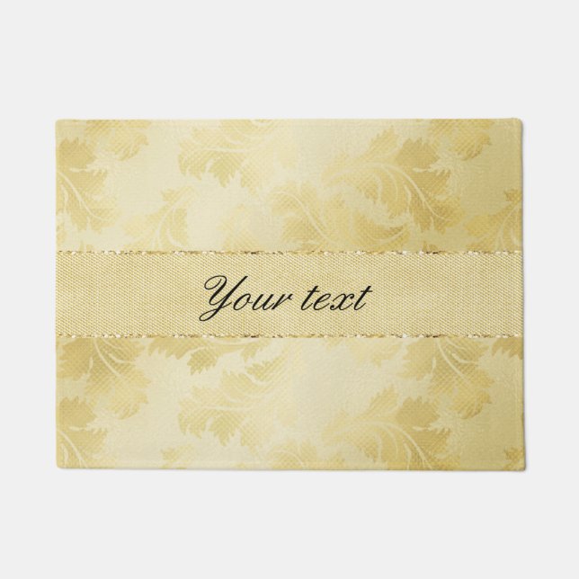 Chic Faux Gold Foil Leaves and Glitter Doormat (Front)