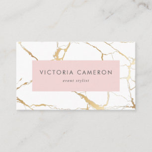 Chic Faux Gold Foil Marble Pink Feminine Business Business Card