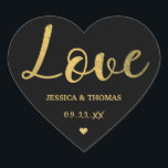 Chic Faux Gold Foil Typography Script Love Wedding Heart Sticker<br><div class="desc">Celebrate in style with these modern and very trendy wedding favour stickers. The design is easy to personalise with your special event wording and your guests will be thrilled when they see these fabulous stickers.</div>