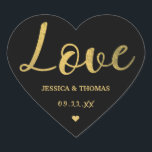 Chic Faux Gold Foil Typography Script Love Wedding Heart Sticker<br><div class="desc">Celebrate in style with these modern and very trendy wedding favour stickers. The design is easy to personalise with your special event wording and your guests will be thrilled when they see these fabulous stickers.</div>