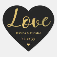 Chic Faux Gold Foil Typography Script Love Wedding
