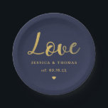 Chic Faux Gold Foil Typography Script Love Wedding Paper Plate<br><div class="desc">Celebrate in style with these modern and very trendy wedding paper plates. This design is easy to personalise with your special event wording and your guests will be thrilled when they see these fabulous plates.</div>