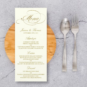 Chic Faux Gold Foil Wedding Menu Template