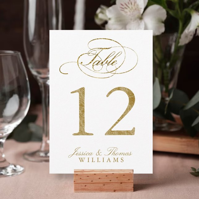 Chic Faux Gold Foil Wedding Table Number Cards (Creator Uploaded)
