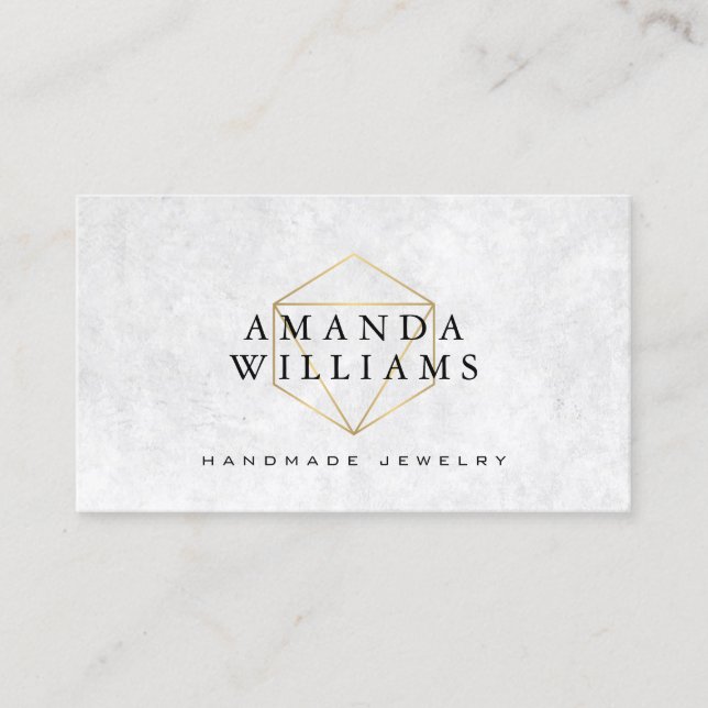 Chic Faux Gold Gemstone Jewellery Designer Business Card (Front)