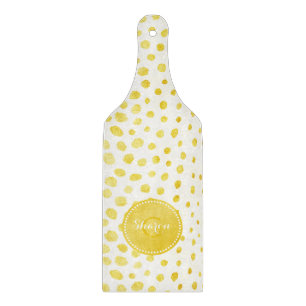 Chic faux gold glitter cheetah print monogram cutting board