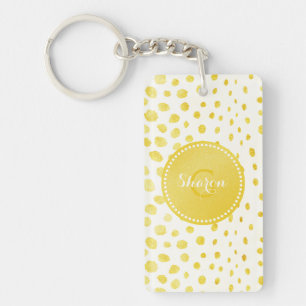 Chic faux gold glitter cheetah print monogram key ring