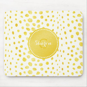 Chic faux gold glitter cheetah print monogram mouse mat