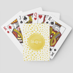 Chic faux gold glitter cheetah print monogram playing cards