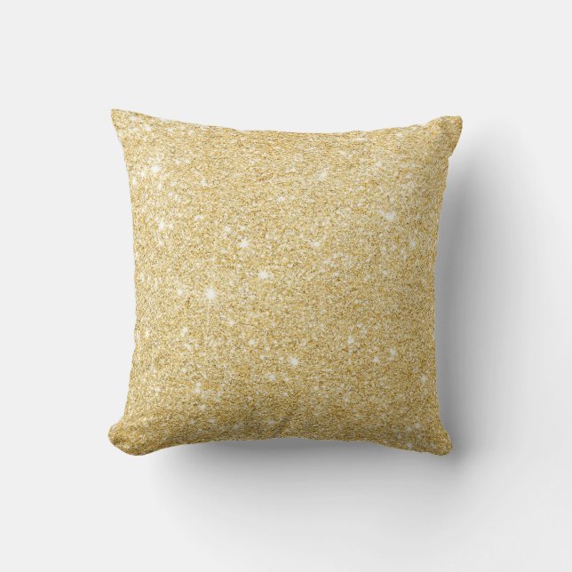 Chic Faux Gold Glitter Luxury Pillow (Front)