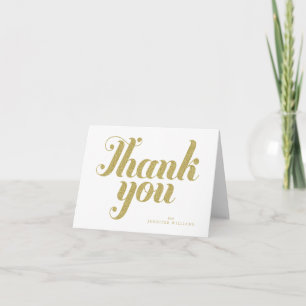 Chic Faux Gold Glitter Thank You Notes