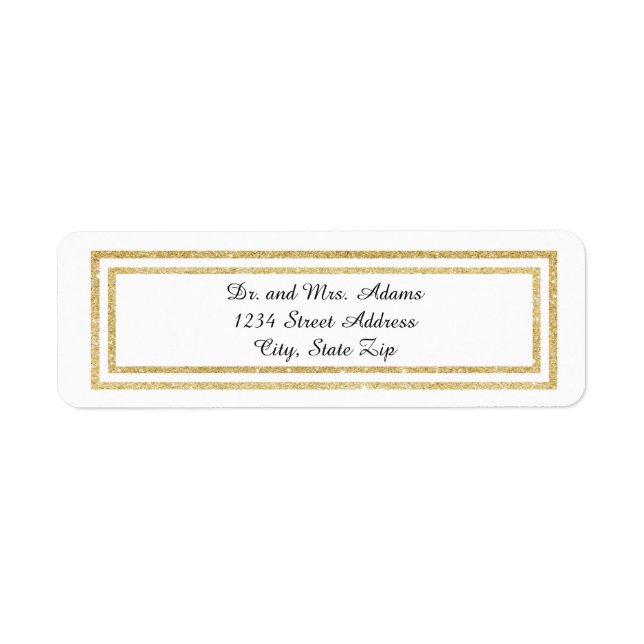 Chic Faux Gold Glitter Trim - Address Label (Front)