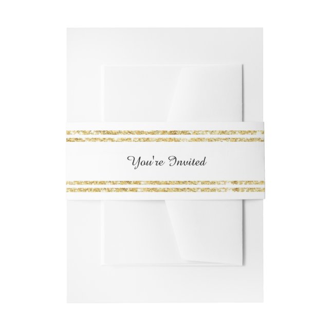 Chic Faux Gold Glitter Trim - Belly Band Invitation Belly Band (Front Example)